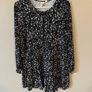 White Crow Black and Gray Floral dress